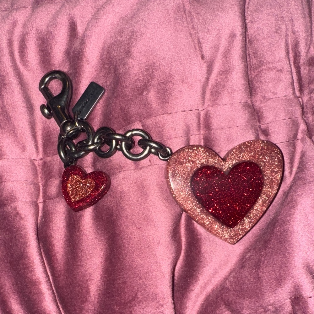 Coach Glitter Heart mix bag fob/Keychain charm. F40683